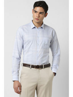 Van Heusen - Men Light Blue Slim Fit Check Full Sleeves Formal Shirt
