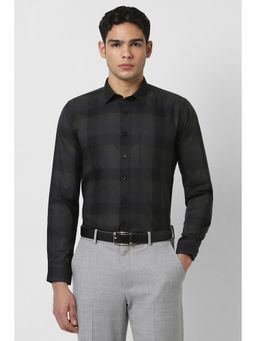 Van Heusen - Men Grey Slim Fit Check Full Sleeves Formal Shirt