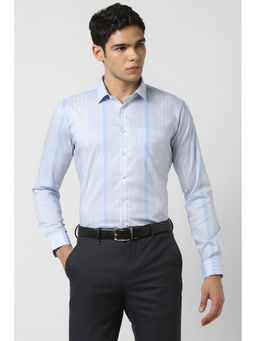Van Heusen - Men Light Blue Slim Fit Check Full Sleeves Formal Shirt