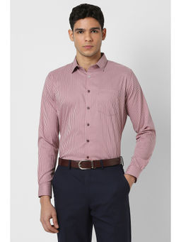 Van Heusen - Men Pink Slim Fit Stripes Full Sleeves Formal Shirt