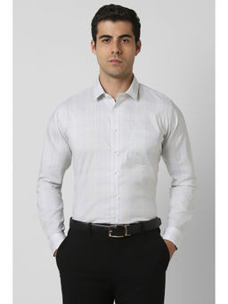 Van Heusen - Men White Slim Fit Check Full Sleeves Formal Shirt
