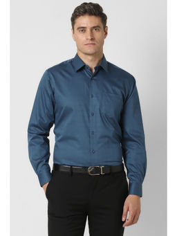 Van Heusen - Men Blue Regular Fit Check Full Sleeves Formal Shirt