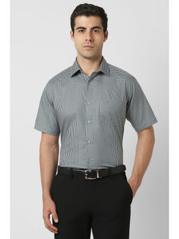 Van Heusen - Men Black Regular Fit Check Half Sleeves Formal Shirt