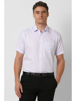 Van Heusen - Men Lavender Regular Fit Check Half Sleeves Formal Shirt