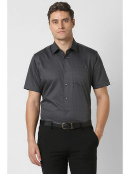 Van Heusen - Men Grey Regular Fit Check Half Sleeves Formal Shirt