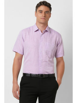 Van Heusen - Men Lavender Regular Fit Textured Half Sleeves Formal Shirt