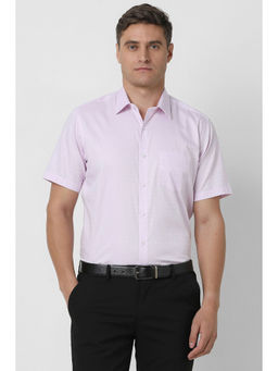 Van Heusen - Men Lavender Regular Fit Textured Half Sleeves Formal Shirt