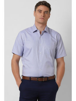 Van Heusen - Men Blue Regular Fit Textured Half Sleeves Formal Shirt