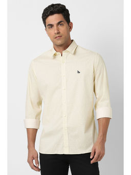 Van Heusen - Men Yellow Slim Fit Print Full Sleeves Casual Shirt