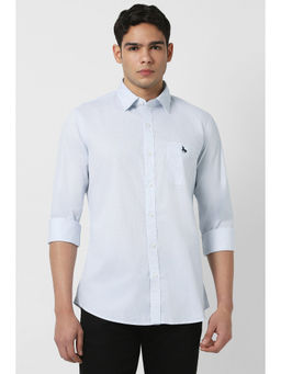 Van Heusen - Men Light Blue Slim Fit Print Full Sleeves Casual Shirt