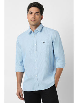 Van Heusen - Men Blue Slim Fit Print Full Sleeves Casual Shirt