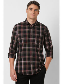 Van Heusen - Men Black Slim Fit Check Full Sleeves Casual Shirt