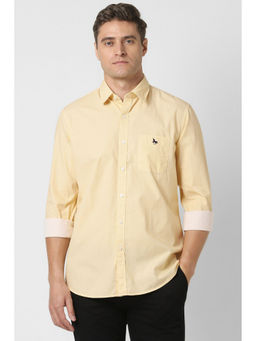 Van Heusen - Men Yellow Slim Fit Print Full Sleeves Casual Shirt