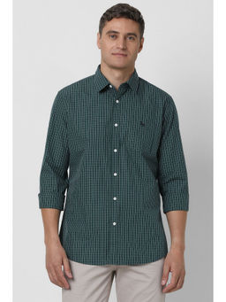 Van Heusen - Men Green Slim Fit Check Full Sleeves Casual Shirt