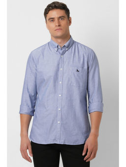 Van Heusen - Men Light Blue Slim Fit Solid Full Sleeves Casual Shirt