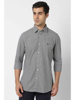 Van Heusen - Men Grey Slim Fit Check Full Sleeves Casual Shirt