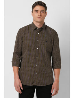 Van Heusen - Men Brown Slim Fit Check Full Sleeves Casual Shirt