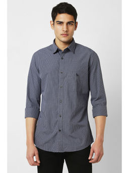 Van Heusen - Men Grey Slim Fit Check Full Sleeves Casual Shirt