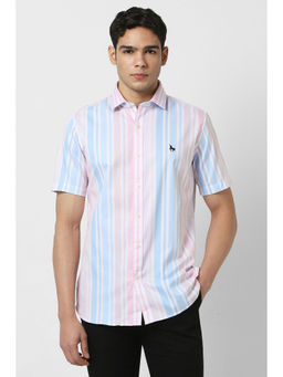 Van Heusen - Men Multi-Color Slim Fit Stripes Half Sleeves Casual Shirt