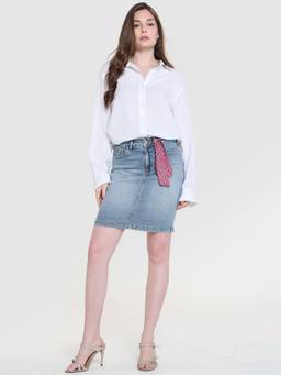 Xpose - Women’S Light Blue High-Rise Regular Fit Mini Skirt