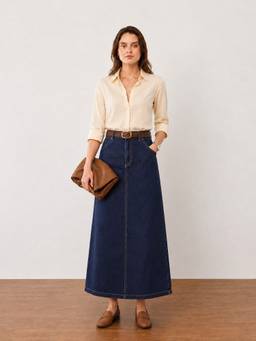 Gazillion - Heloise Denim Navy Blue Maxi Skirt