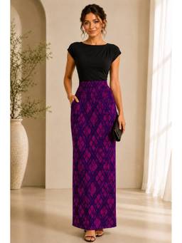 BONICA CLOTHING - Women Floral Printed Flared Purple Skirt