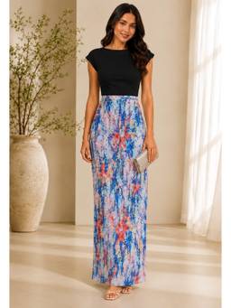 BONICA CLOTHING - Women Blue Floral Printed Flared Skirt