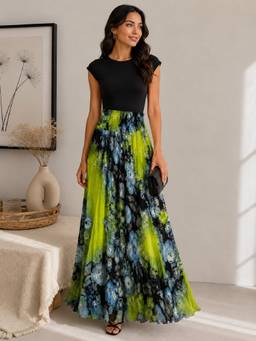 BONICA CLOTHING - Women Green Floral Printed Flared Skirt