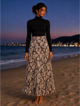 BONICA CLOTHING - Women White Printed Flared Skirt