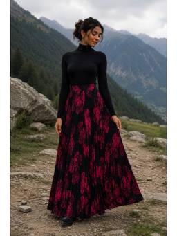 BONICA CLOTHING - Women Black Printed Flared Skirt