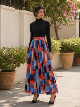 BONICA CLOTHING - Women Multicolor Floral Geometric Flared Skirt