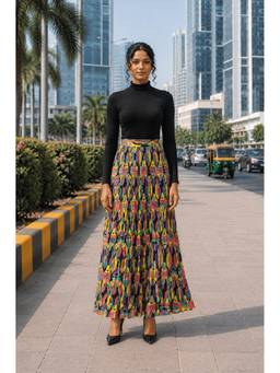 BONICA CLOTHING - Women Multicolor Geometric Flared Skirt