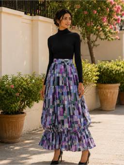 BONICA CLOTHING - Women Multicolor Geometric Flared Skirt