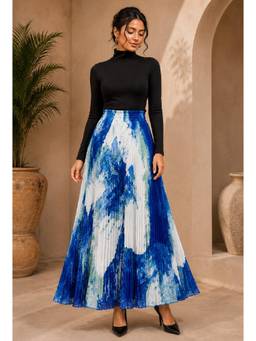 BONICA CLOTHING - Women Blue Tye-Dye Flared Skirt