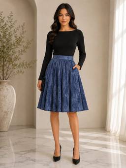 BONICA CLOTHING - Women Blue Printed Short Skirt