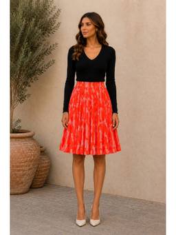 BONICA CLOTHING - Women Red Floral Geometric Short Skirt