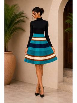 BONICA CLOTHING - Women Multicolor Stripe Flared Skirt