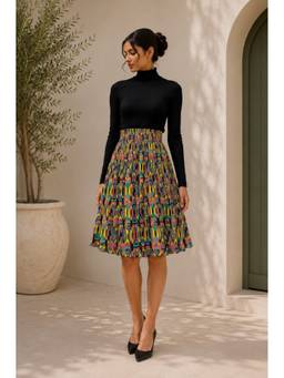 BONICA CLOTHING - Women Multicolor Geometric Flared Skirt