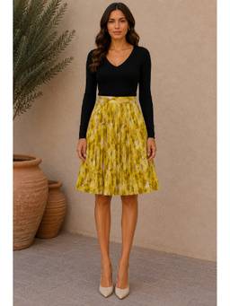 BONICA CLOTHING - Women Mustard Floral Flared Skirt
