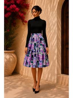 BONICA CLOTHING - Women Multicolor Geometric Flared Skirt
