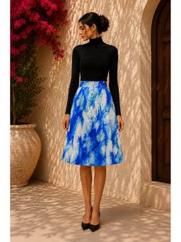 BONICA CLOTHING - Women Blue Tye-Dye Flared Skirt