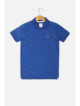 Allen Solly Junior - Boys Blue Regular Fit Print Collar Neck Polo T-Shirt