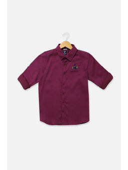 Allen Solly Junior - Boys Maroon Slim Fit Solid Casual Shirt