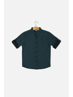 Allen Solly Junior - Boys Green Slim Fit Print Casual Shirt