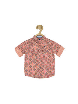 Allen Solly Junior - Boys Peach Slim Fit Print Casual Shirt
