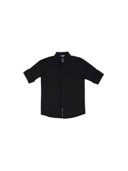 Allen Solly - Boys Black Slim Fit Solid Casual Shirt