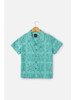 Allen Solly Junior - Boys Green Regular Fit Print Casual Shirt