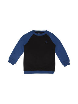 Allen Solly Junior - Boys Black Colorblocked Regular Fit Sweatshirt