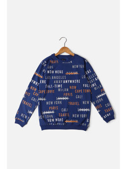 Allen Solly Junior - Boys Blue Print Regular Fit Sweatshirt