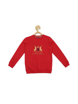 Allen Solly Junior - Boys Red Solid Regular Fit Sweatshirt